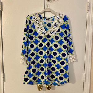Mud pie Retro Top Tunic Crochet Size M 8-10